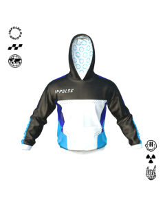 Sweat &agrave; capuche personnalisable Impulse Tech, graphisme trac&eacute;s g&eacute;om&eacute;triques