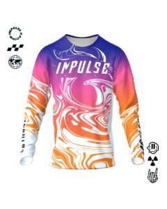 Maillot v&eacute;lo Impulse Fluid personnalis&eacute; pour BMX et VTT, motif formes fluides